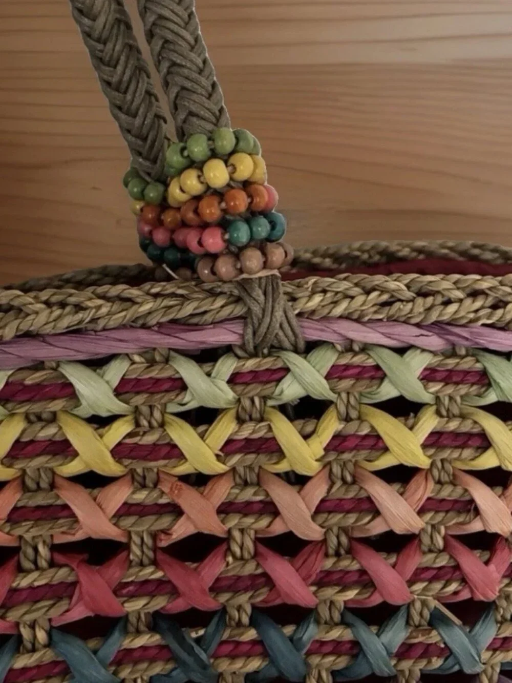 Sun And Sand Purse Straw Woven Tote Zip Closure 2 Pockets Inside Rainbow Colors